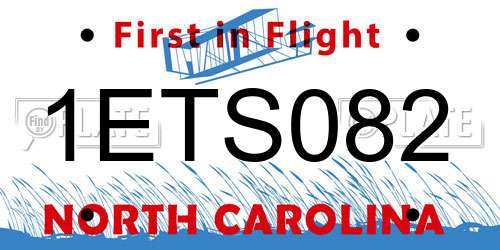 1ETS082 North Carolina License Plate