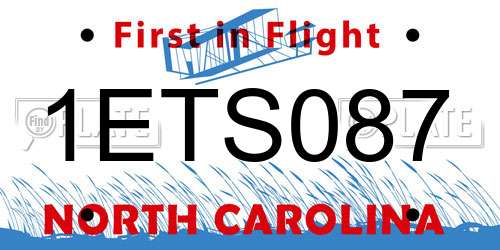 1ETS087 North Carolina License Plate