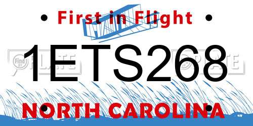 1ETS268 North Carolina License Plate