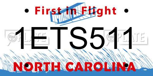 1ETS511 North Carolina License Plate