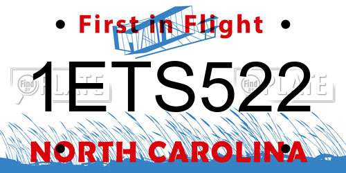 1ETS522 North Carolina License Plate