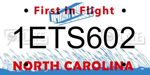 1ETS602 North Carolina License Plate