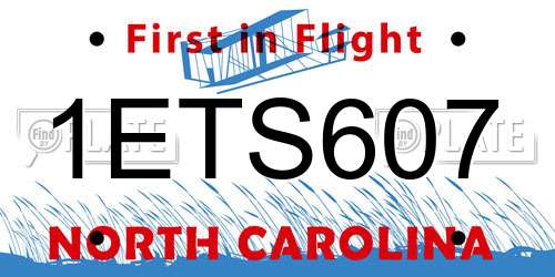 1ETS607 North Carolina License Plate