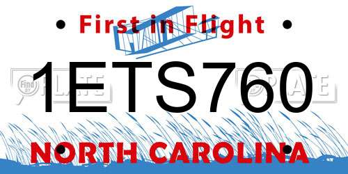 1ETS760 North Carolina License Plate