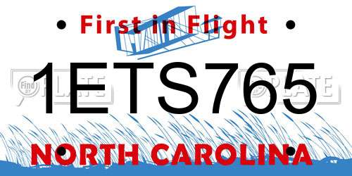 1ETS765 North Carolina License Plate