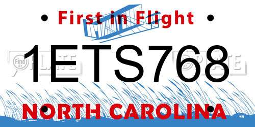 1ETS768 North Carolina License Plate