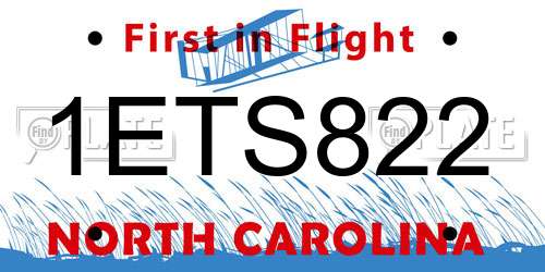 1ETS822 North Carolina License Plate