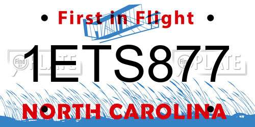 1ETS877 North Carolina License Plate