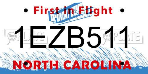 1EZB511 North Carolina License Plate