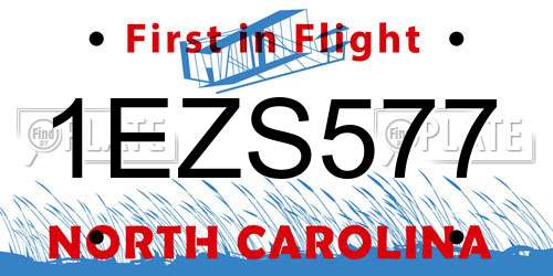 1EZS577 North Carolina License Plate