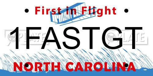 1FASTGT North Carolina License Plate