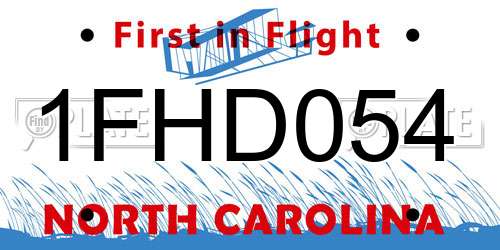 1FHD054 North Carolina License Plate