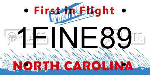 1FINE89 North Carolina License Plate