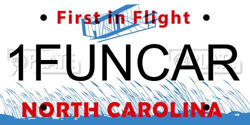 1FUNCAR North Carolina License Plate
