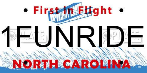 1FUNRIDE North Carolina License Plate