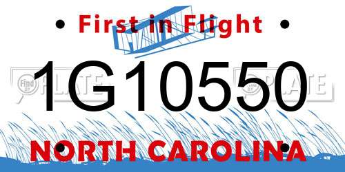 1G10550 North Carolina License Plate