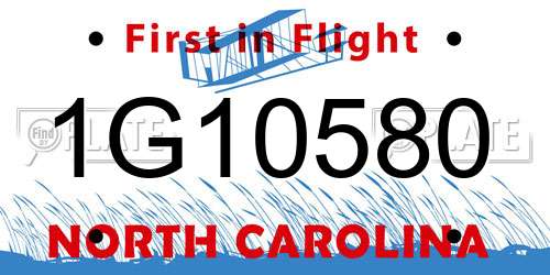 1G10580 North Carolina License Plate
