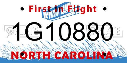 1G10880 North Carolina License Plate