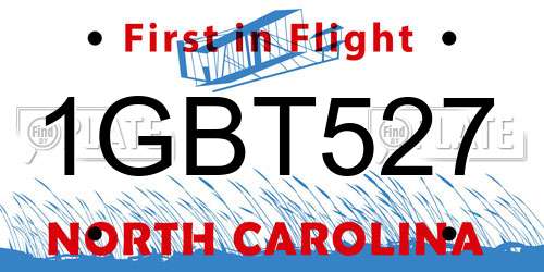 1GBT527 North Carolina License Plate