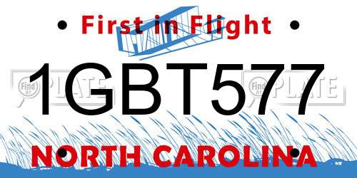 1GBT577 North Carolina License Plate