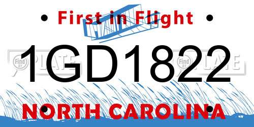 1GD1822 North Carolina License Plate