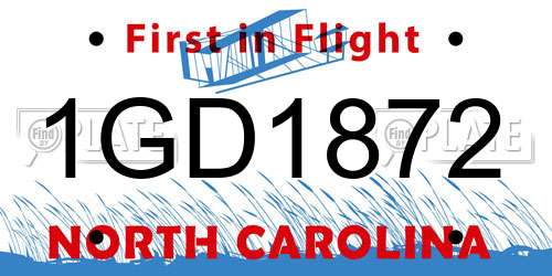 1GD1872 North Carolina License Plate