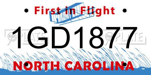 1GD1877 North Carolina License Plate