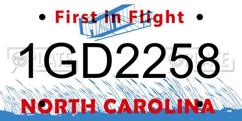 1GD2258 North Carolina License Plate