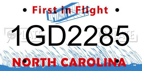 1GD2285 North Carolina License Plate