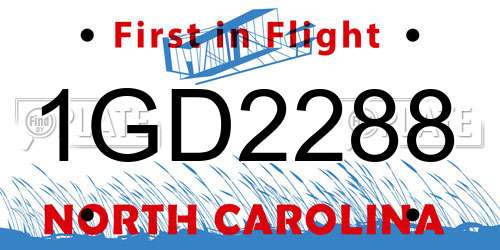 1GD2288 North Carolina License Plate