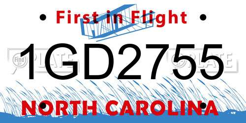1GD2755 North Carolina License Plate