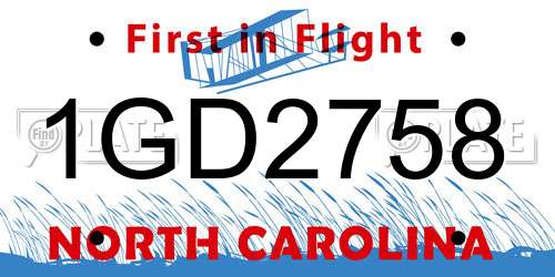 1GD2758 North Carolina License Plate