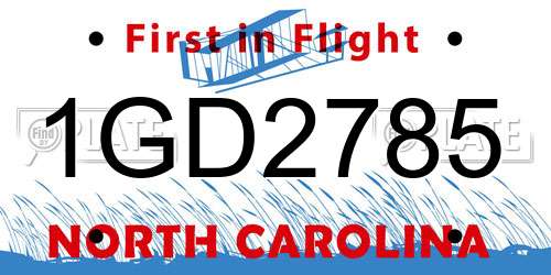 1GD2785 North Carolina License Plate