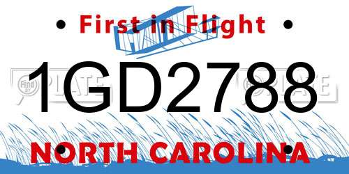 1GD2788 North Carolina License Plate