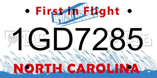 1GD7285 North Carolina License Plate