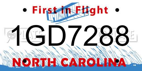 1GD7288 North Carolina License Plate