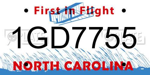 1GD7755 North Carolina License Plate