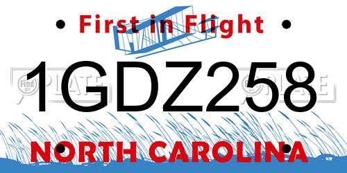 1GDZ258 North Carolina License Plate