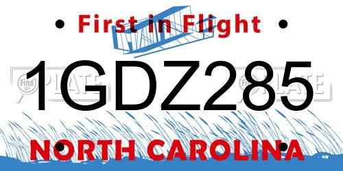 1GDZ285 North Carolina License Plate