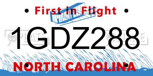 1GDZ288 North Carolina License Plate