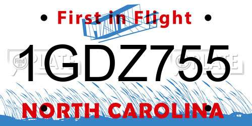 1GDZ755 North Carolina License Plate