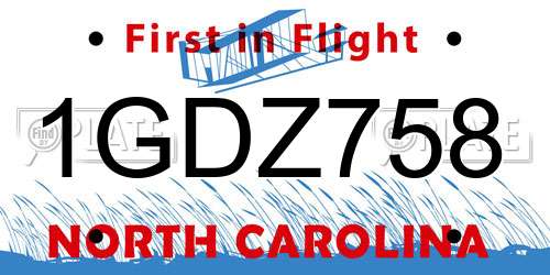 1GDZ758 North Carolina License Plate