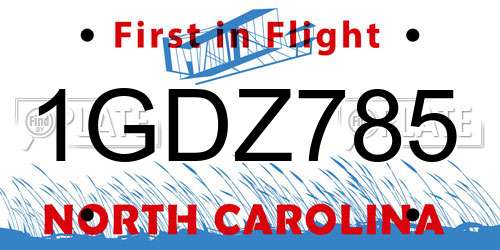 1GDZ785 North Carolina License Plate