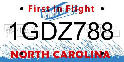 1GDZ788 North Carolina License Plate