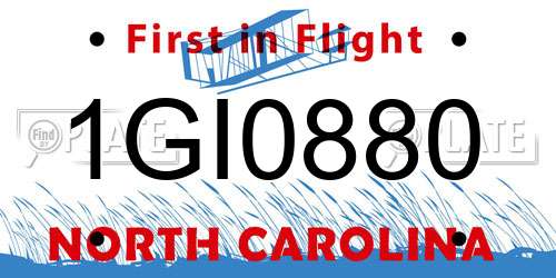 1GI0880 North Carolina License Plate
