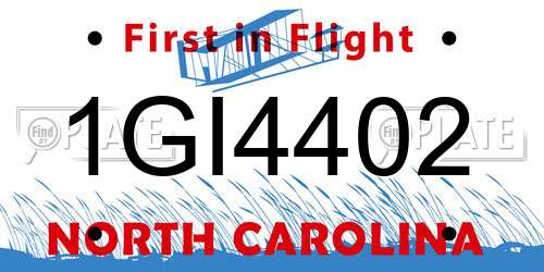 1GI4402 North Carolina License Plate