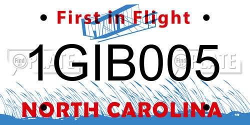 1GIB005 North Carolina License Plate