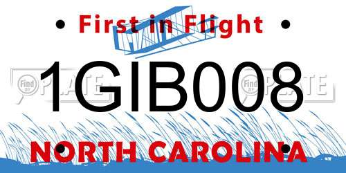 1GIB008 North Carolina License Plate