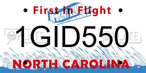 1GID550 North Carolina License Plate