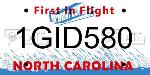 1GID580 North Carolina License Plate